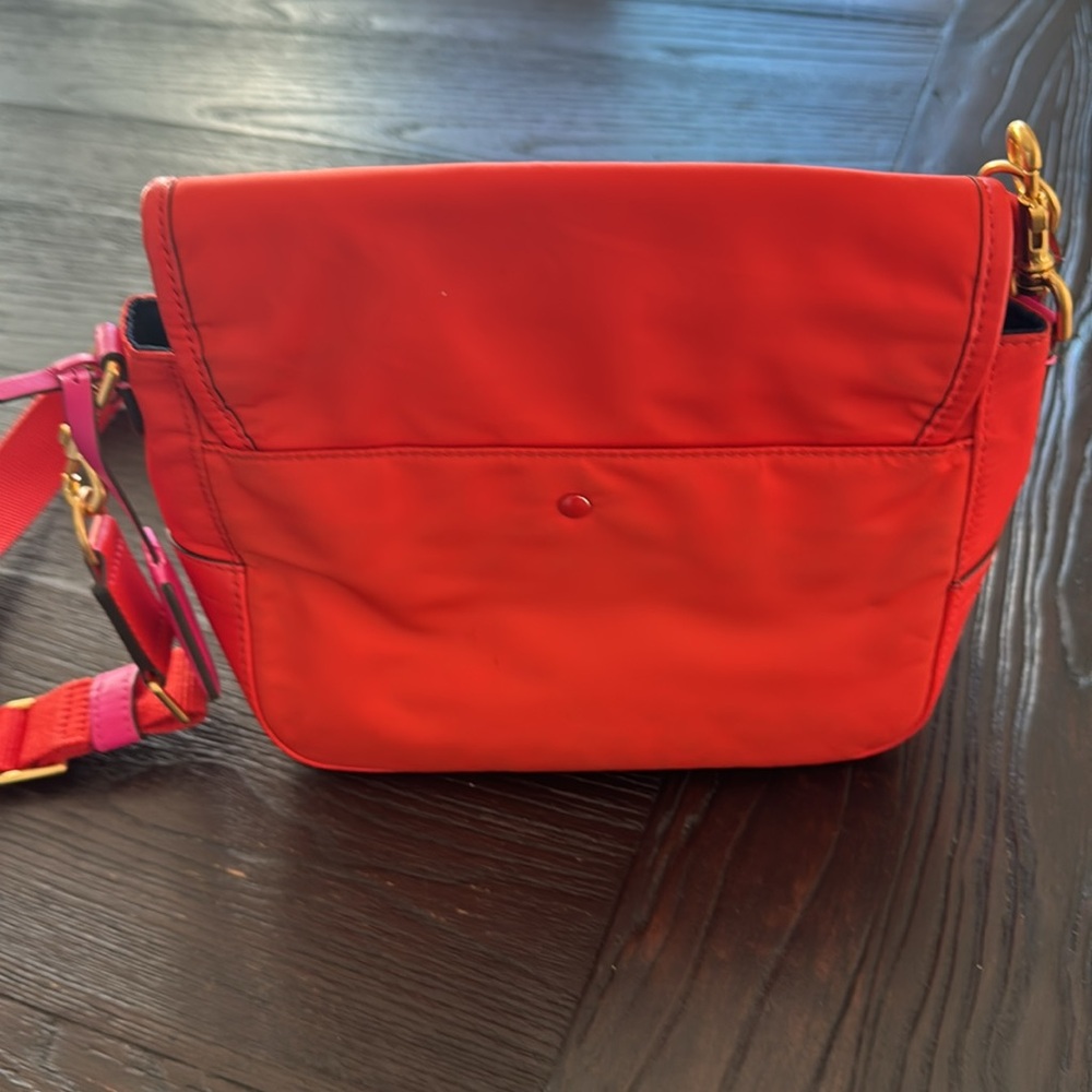 Orange and pink nylon shoulder bag or cross body - Picture 4 of 6